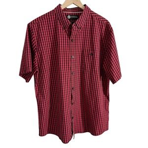 Weatherproof Comfort Stretch Plaid‎ Casual Button Down Shirt Red Extra Large
